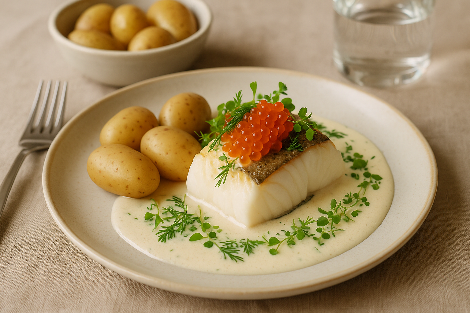 Torskrygg med vitvinsås